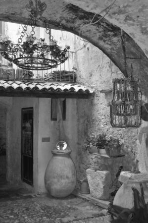 The Carrugio di Toirano, narrow streets in the old townの写真素材