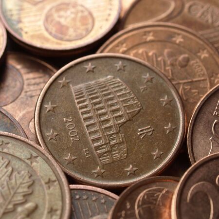 Range of Euro coins useful as a backgroundの写真素材