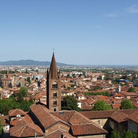 Turin panorama seen from the Castello di Rivoli hillの写真素材