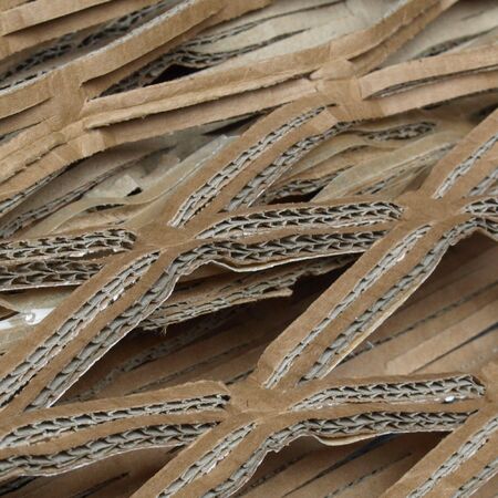 Brown corrugated cardboard used as packagingの写真素材