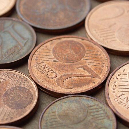 Background of Euro coins money (European currency)の写真素材