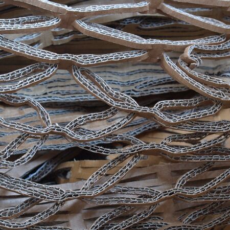 Brown corrugated cardboard used as packagingの写真素材