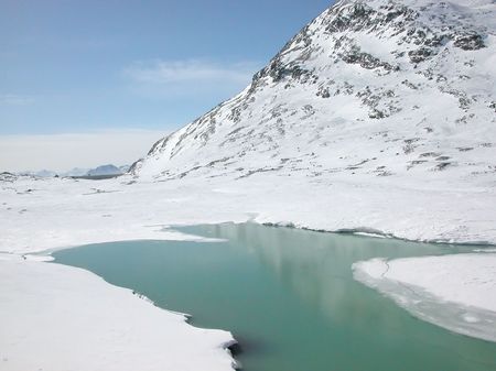 View of Piz Bernina Alps mountains in Switzerlandの写真素材