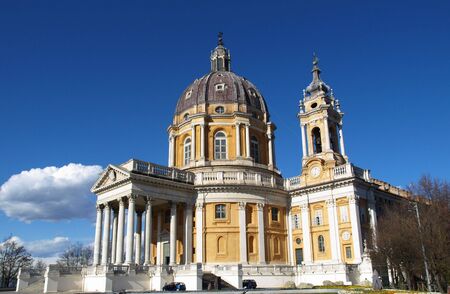 The baroque Basilica di Superga church on the Turin hill, Italyの写真素材