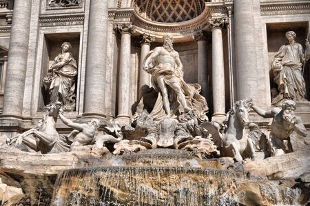 Baroque Trevi Fountain (Fontana di Trevi) in Rome, Italy - high dynamic range HDRの写真素材