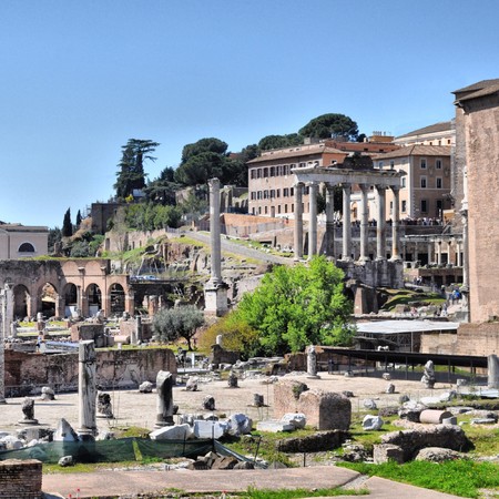 Ruins of the Roman Forum (Foro Romano) in Rome, Italy - high dynamic range HDRの写真素材