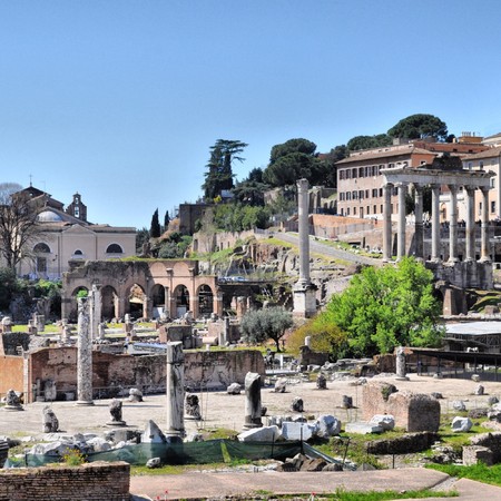 Ruins of the Roman Forum (Foro Romano) in Rome, Italy - high dynamic range HDRの写真素材