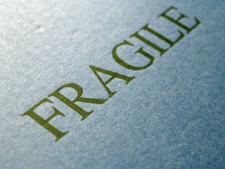 Detail of a fragile corrugated cardboard packetの写真素材