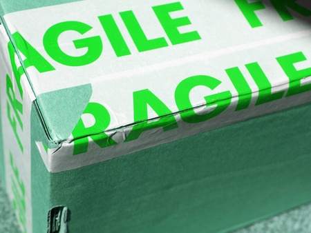 Detail of a fragile corrugated cardboard packetの写真素材