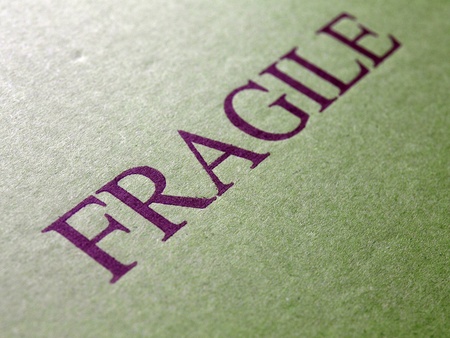 Detail of a fragile corrugated cardboard packetの写真素材