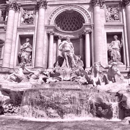 Baroque Trevi Fountain (Fontana di Trevi) in Rome, Italy - high dynamic range HDRの写真素材