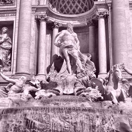 Baroque Trevi Fountain (Fontana di Trevi) in Rome, Italy - high dynamic range HDRの写真素材