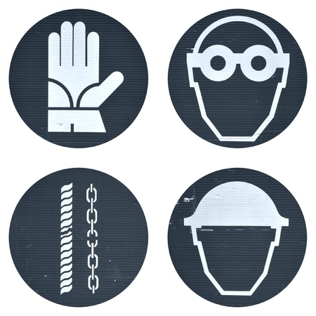 Protective wear and safety at work signsの写真素材