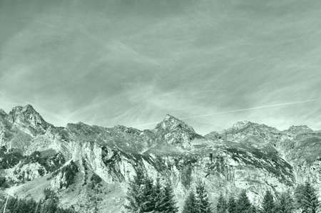 The Gennargentu mountains in Sassari, Sardinia, Italy - high dynamic range HDRの写真素材