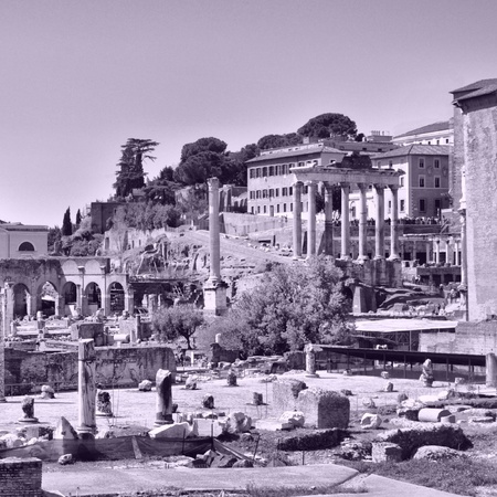 Ruins of the Roman Forum (Foro Romano) in Rome, Italy - high dynamic range HDRの写真素材