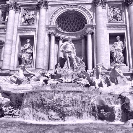Baroque Trevi Fountain (Fontana di Trevi) in Rome, Italy - high dynamic range HDRの写真素材
