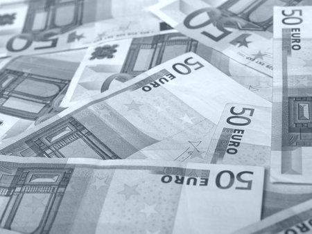 Range of 50 Euro banknotes useful as a background