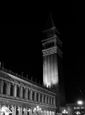 San Marco church square in Venice (Venezia), Italy - at nightの写真素材