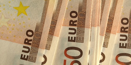 Euro banknote (currency of the European Union) - selective focusの写真素材