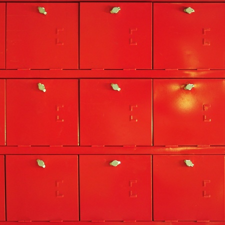 Lockers cabinets in a locker room at school or museum or stationの写真素材