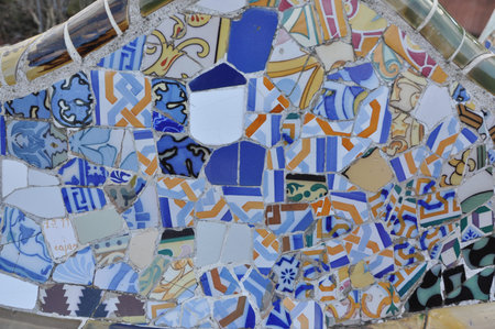 BARCELONA, SPAIN - FEBRUARY 15, 2015: The Park Guell aka Parc Guell is a public park system of gardens and architectonic elements located on Carmel Hill designed by Catalan architect Antoni Gaudiのeditorial素材