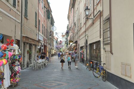 LOANO, ITALY - AUGUST 13, 2015: Tourists visiting the cityのeditorial素材