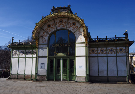 WIEN, AUSTRIA - CIRCA FEBRUARY 2016: Karlsplatz Stadtbahn Station is a former station of the Viennese Stadtbahn railwayのeditorial素材