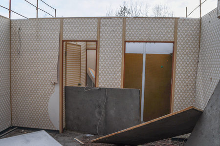 Demolition of a wooden prefab house