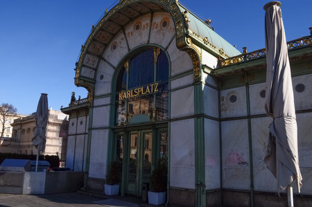 WIEN, AUSTRIA - CIRCA FEBRUARY 2016: Karlsplatz Stadtbahn Station is a former station of the Viennese Stadtbahn railwayのeditorial素材