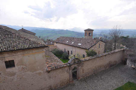 Castello di Scipione aka Castello Pallavicino in Scipione Castello, Salsomaggiore Terme, Italyのeditorial素材