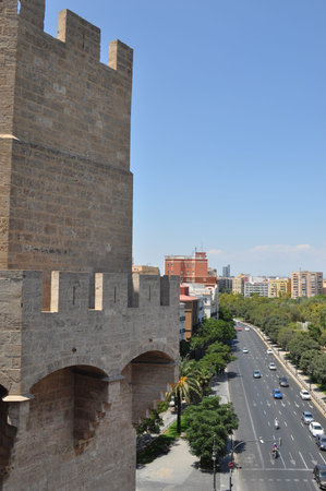 Torres de Serranos (meaning Serrano Towers) aka Porta de Serrans (meaning Serranos Gate) in...