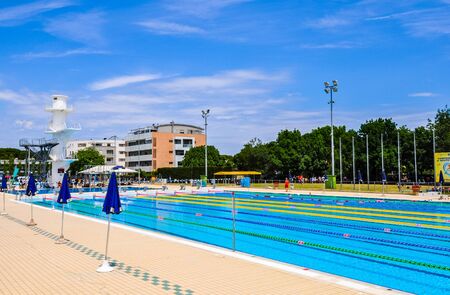 RICCIONE, ITALY - CIRCA JUNE 2016: High_dynamic_range (HDR) Stadio del Nuoto (meaning Swim stadium)のeditorial素材