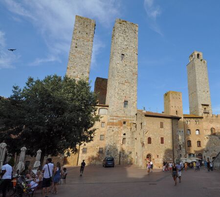 SAN GIMIGNANO, ITALY - CIRCA AUGUST 2016: View of the city of San Gimignanoのeditorial素材