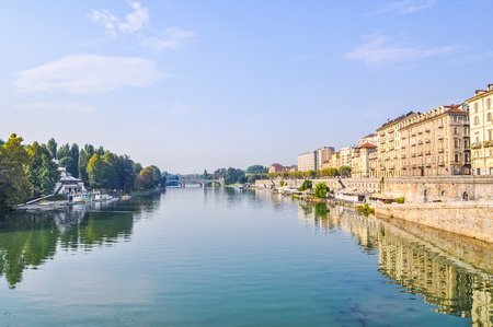 High dynamic range (HDR) Fiume Po (River Po) in Turin Italyの写真素材