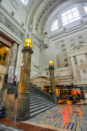 MILAN, ITALY - CIRCA FEBRUARY 2016: High_dynamic_range (HDR) Stazione Centrale Central railway stationのeditorial素材