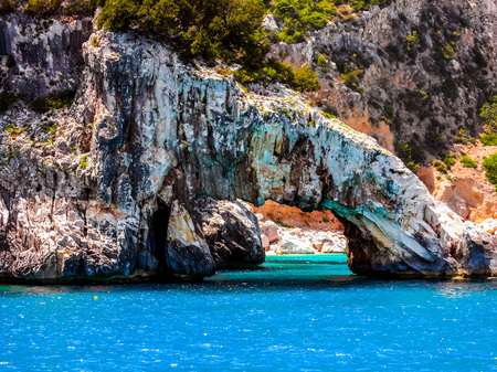 High dynamic range (HDR) Natural background with sea and caveの写真素材