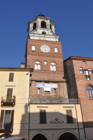 SAVIGLIANO, ITALY - CIRCA JUNE 2021: The city hall towerのeditorial素材