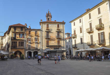 SAVIGLIANO, ITALY - CIRCA JUNE 2021: Piazza Santorre di Santarosa squareのeditorial素材