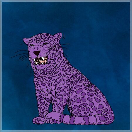 The Panthers, with wreaths and flowers, cloth background vintage and colorful pop art, digital art and floral with repeating patternsの写真素材