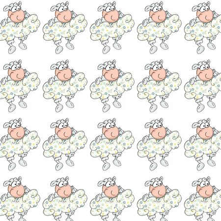 sheep on a cloud repeated patternの写真素材