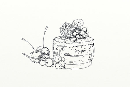 Pastry sweets with cream and fruit, pastries, cakes and cream puffs