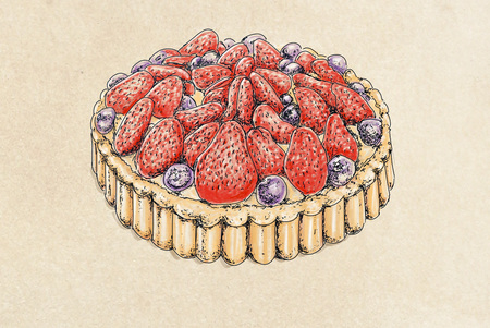 cake with strawberriesの写真素材