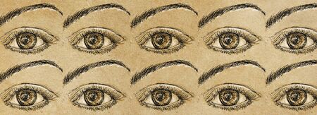 Banners templates with eyes of a woman, vintageの写真素材