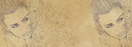 Banners templates with portrait of woman with sand, vintage design