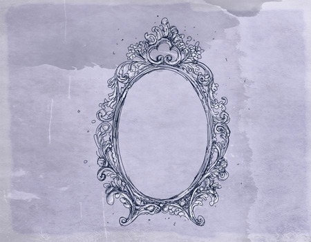 a baroque frame with antique vintage baseの写真素材