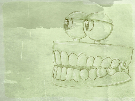 animated denture, vintage series with antique baseの写真素材