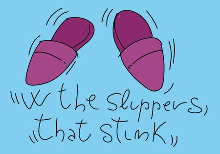 w the slippers stylized comic book style humorist drawings