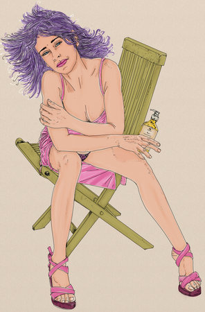 Portraits of the sexy Pin up Erotic line in comics in Pop-art styleの写真素材