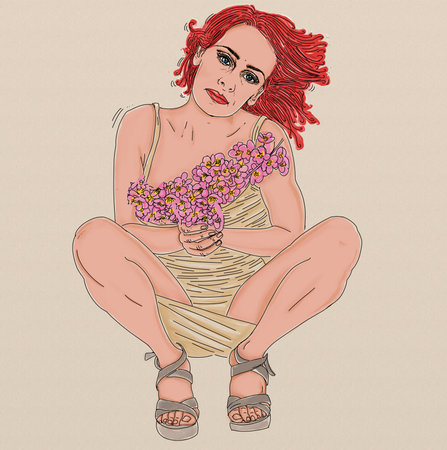 Portraits of the sexy Pin up Erotic line in comics in Pop-art styleの写真素材