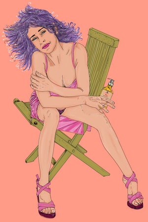 Portraits of the sexy Pin up Erotic line in comics in Pop-art styleの写真素材